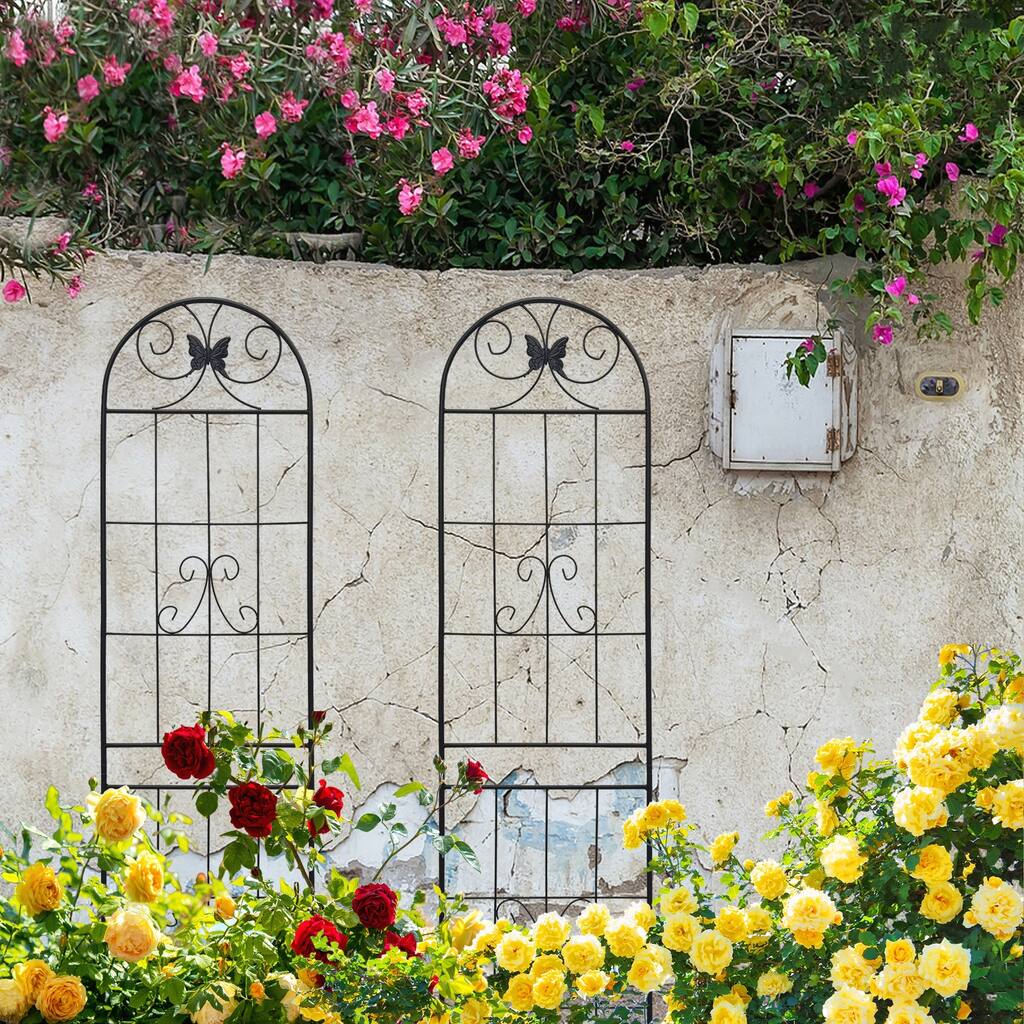 2 Pack Metal Garden Trellis 86.7in x 19.7in Rustproof Trellis