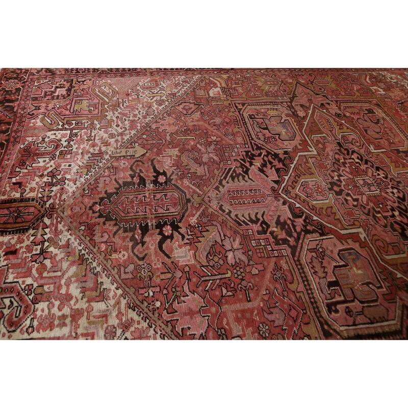 Vegetable Dye Traditional Heriz Persian Area Rug Handmade Wool Carpet - 10'2" x 13'0"