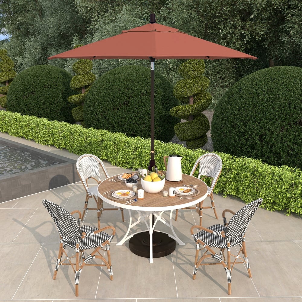 California Umbrella 7.5' Sun Master Patio Umbrella Bronze Aluminum Pole Fiberglass Ribs Crank Lift Tilting Olefin Royal Blue
