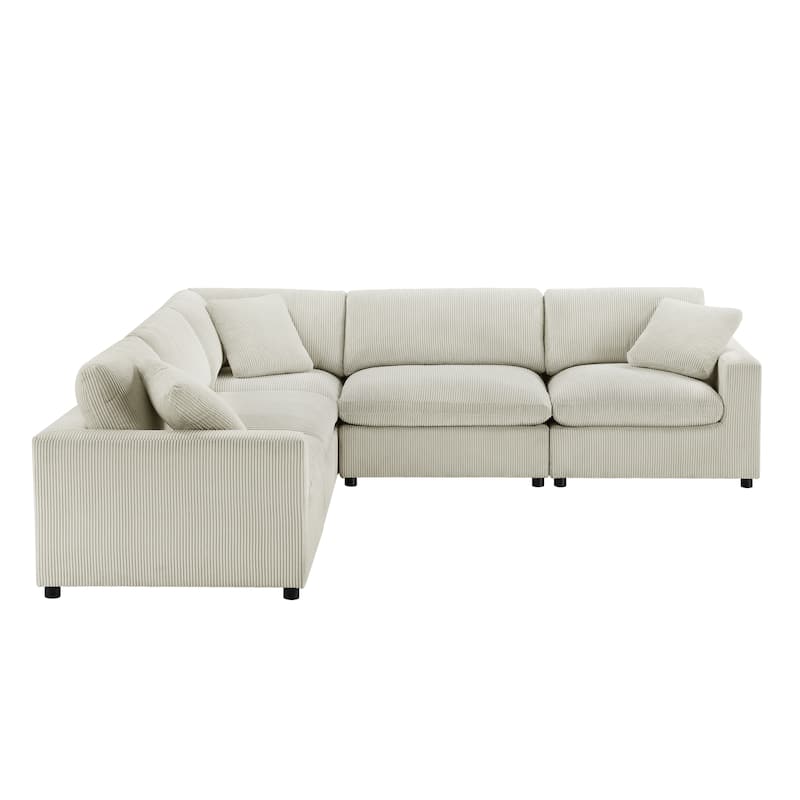 Cambrai Modular 5-Piece Sectional by Greyson Living - Beige Corduroy