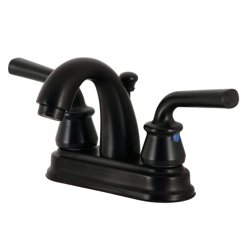 Kingston Brass Restoration Two-Handle 3-Hole Deck Mount 4" Centerset Bathroom Faucet with Plastic Pop-Up