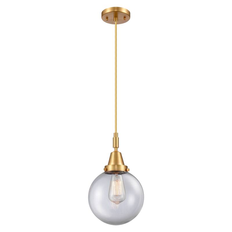 Innovations Lighting Downtown Urban - Caden Beacon - 1 Light 8" Cord Hung Mini Pendant - Satin Gold/Clear Shade