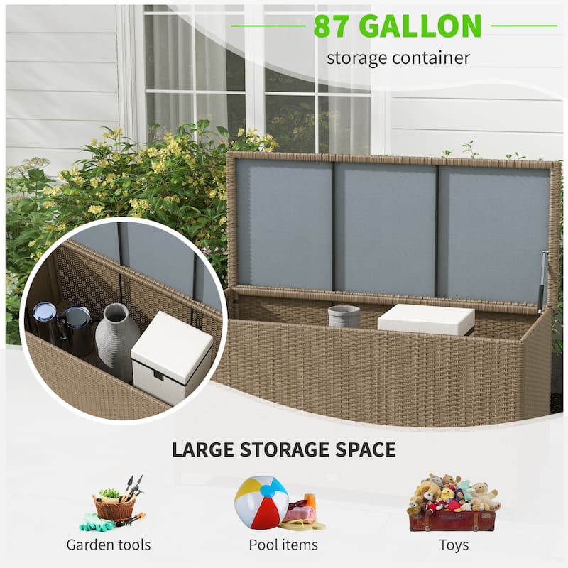 Large Outdoor 83 Gallon PE Wicker Deck Box on Wheels