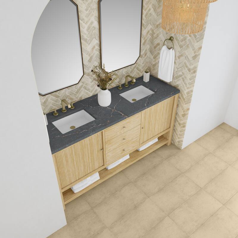 Marigot 72" Double Vanity, Sunwashed Oak w/FreePower Wireless Charger