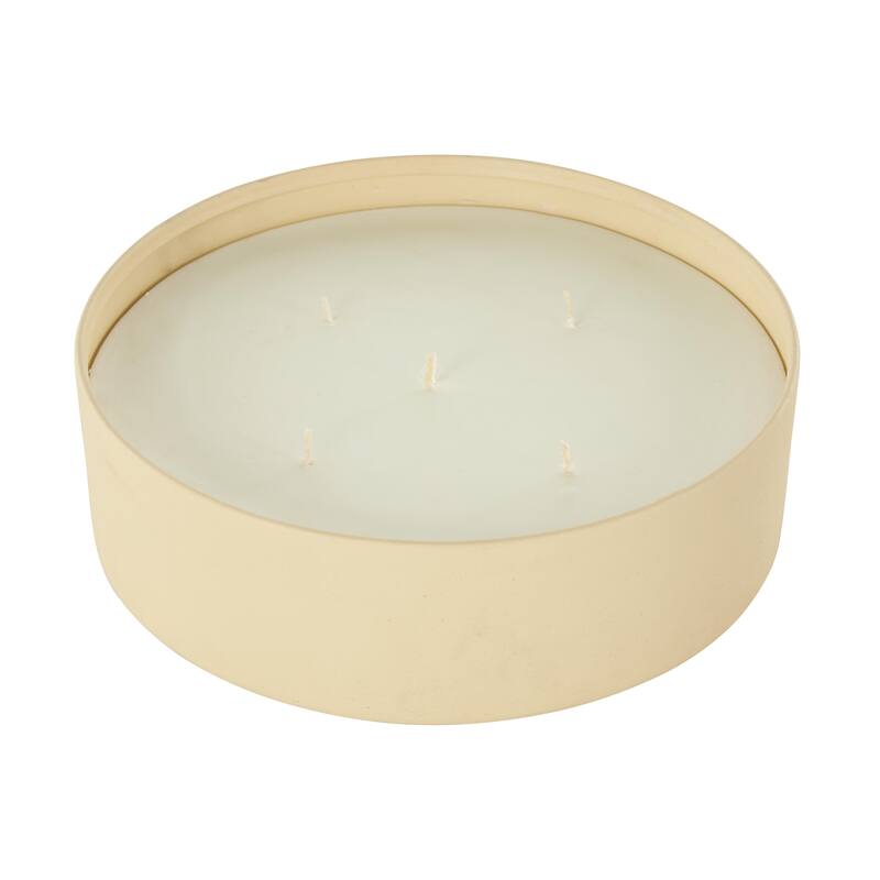 Cream, Black or Beige Metal Scented Textured 59oz 5 Wick Decorative Candle with White Wax