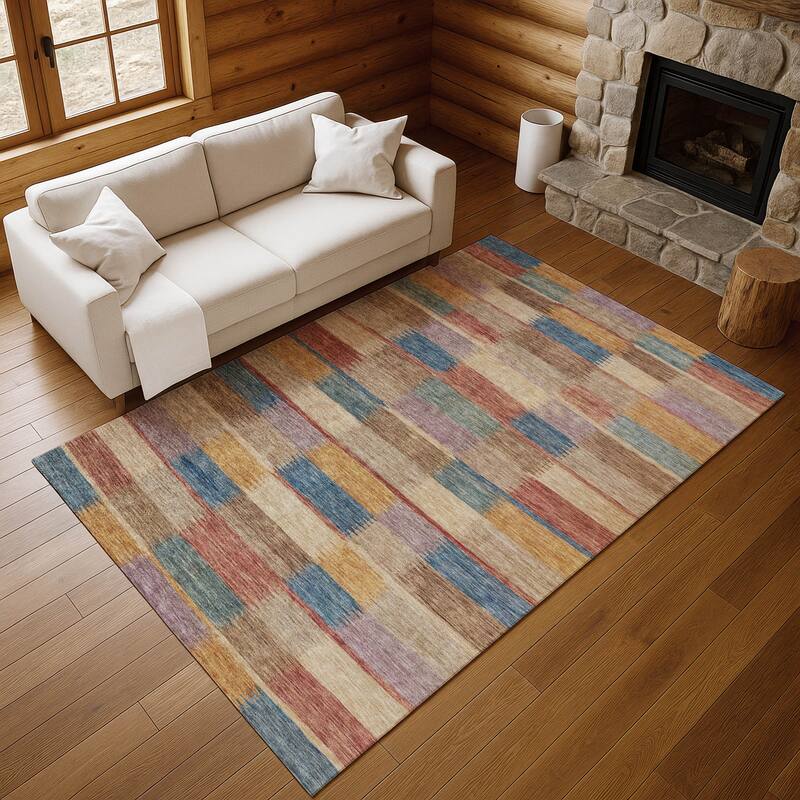 Premium Washable Super Soft Geo Stripe Mayfield Rug