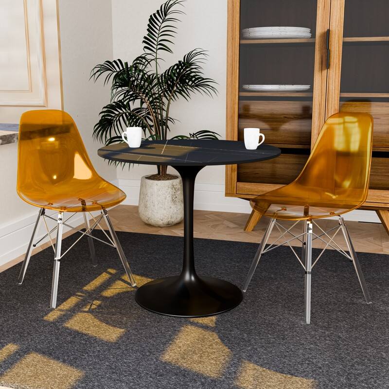Dover Modern Acrylic Accent Side Chair with Eiffel-Style Legs for Dining Room, Kitchen, Office, or Indoor/Outdoor Seating