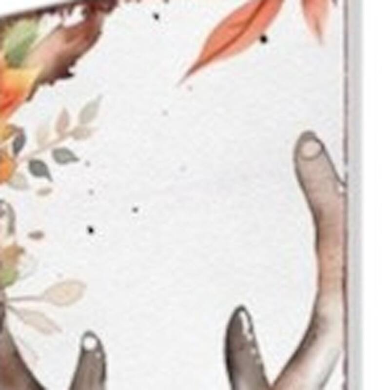 HomeRoots 42" White Brown Orange And Green Solid Wood Deer Garden Stake