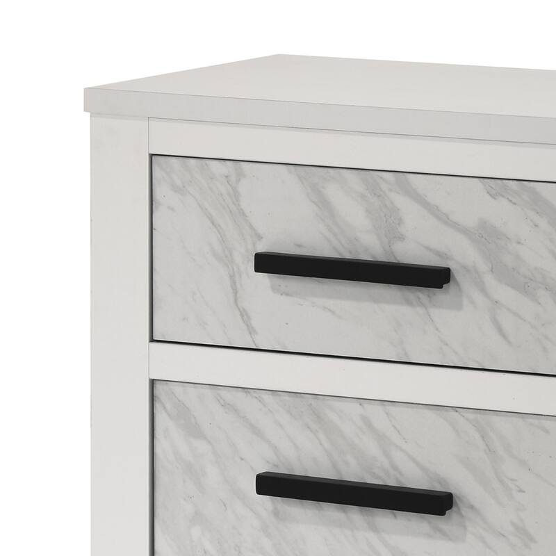 Furniture of America Loris Modern White Wood 2-Drawer Nightstand