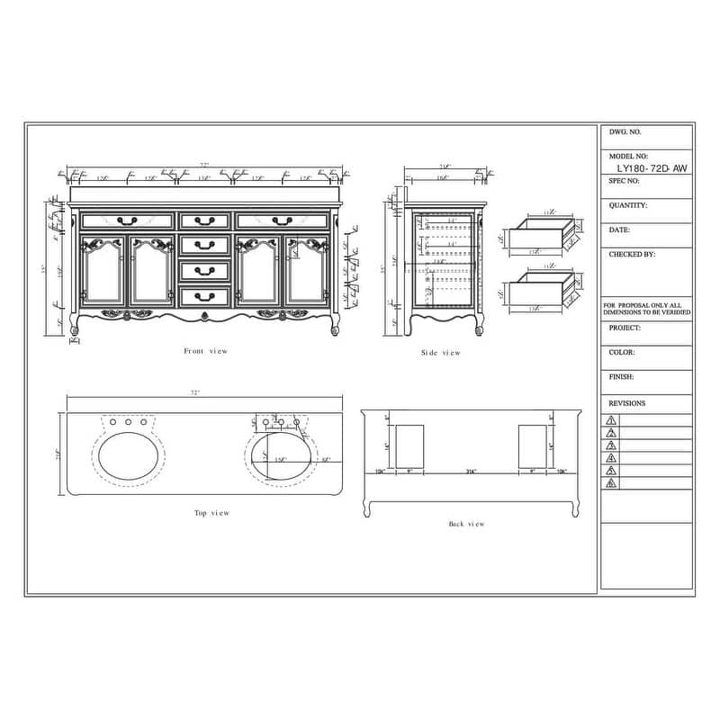 72" Double Bathroom Vanity Sink