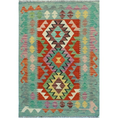 Flatweave Yoseph Red/Lt. Green Rug - 2'7" x 4'2"