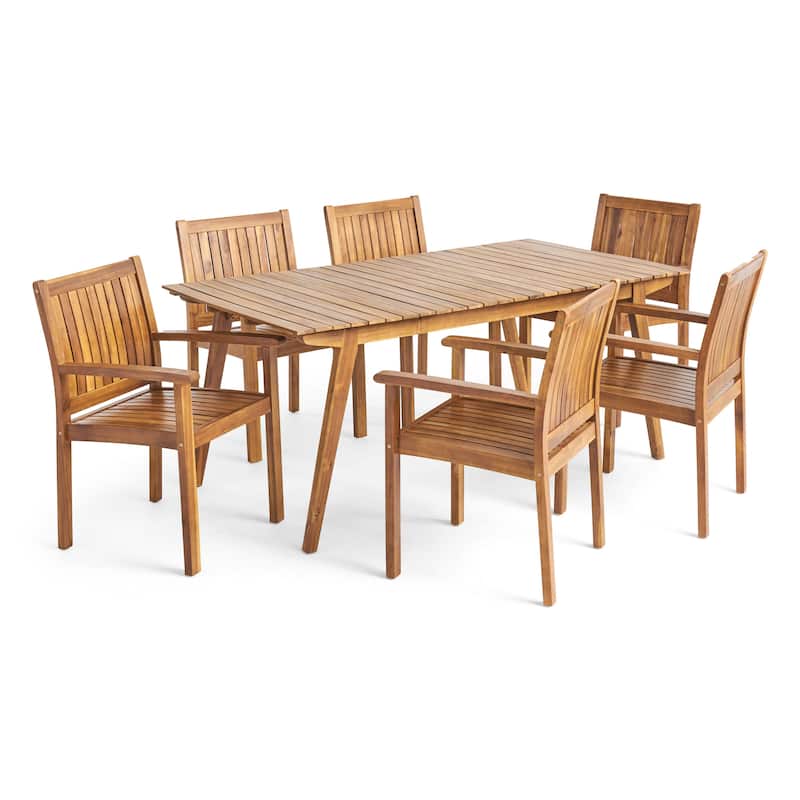Jersey Outdoor 7 Piece Acacia Dining Set by Christopher Knight Home