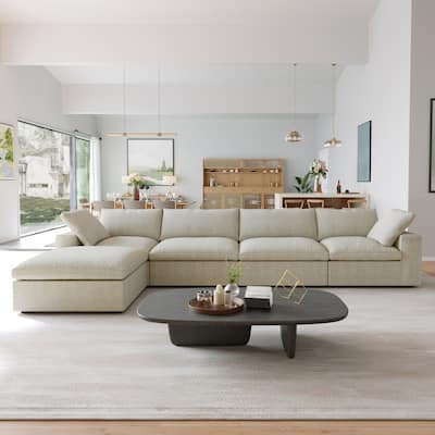 L Shape Couches for Living Room, Modern Modular Convertible Sectional Sofa Couch with Removable Cushion Covers