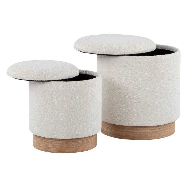 Carson Carrington Corday Terry Cloth Nesting Ottoman Set - Cream