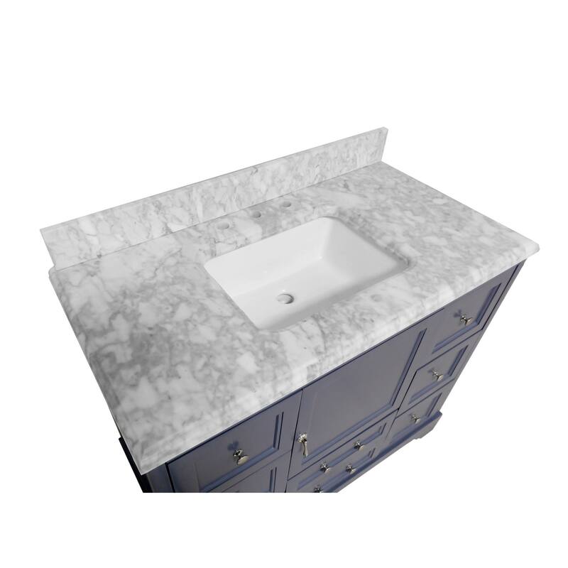 KitchenBathCollection Madison 42" Bathroom Vanity with Carrara Marble Top