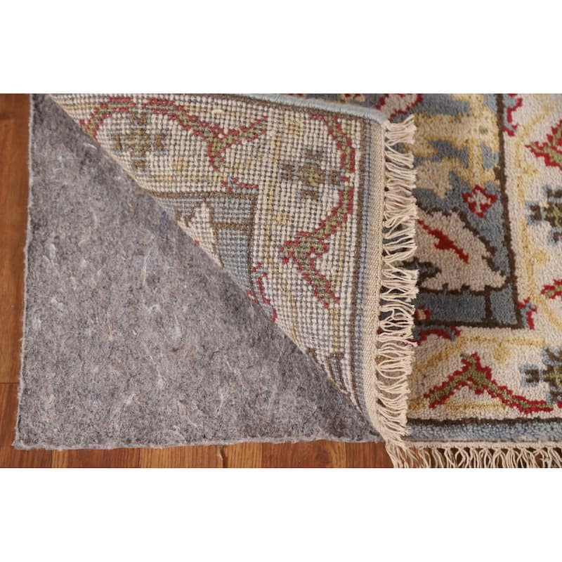 Geometric Grey Oushak Area Rug Handmade Wool Carpet - 2'0"x 3'0"