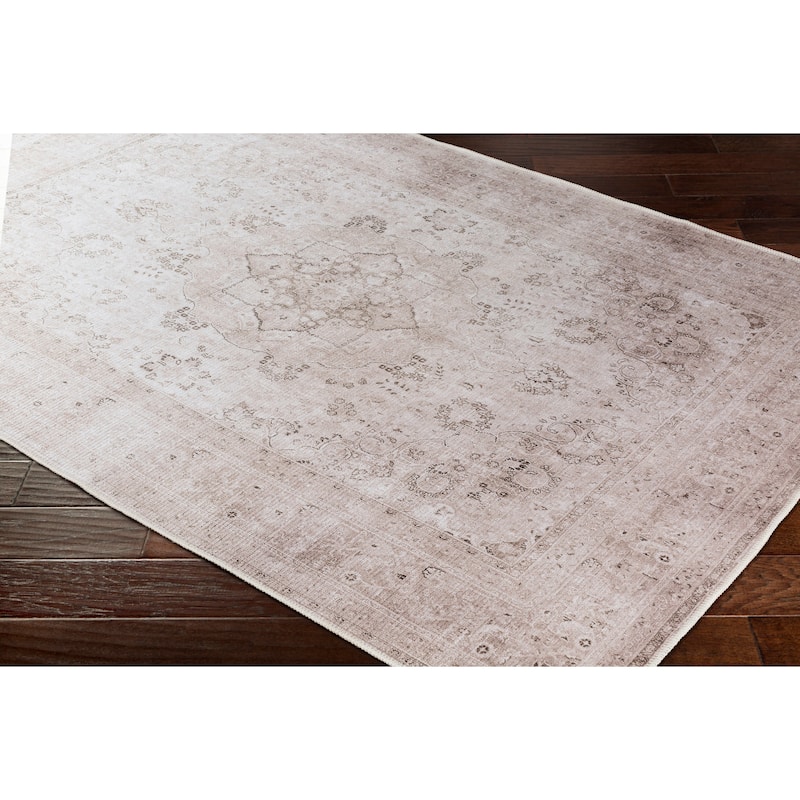 Reneer Beige Vintage Medallion Machine Washable Area Rug - 7' 10" x 10' 3"