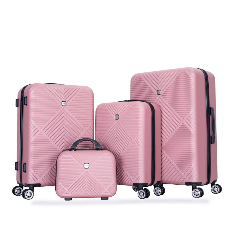 4-piece ABS lightweight suitcase, 14 inch makeup box, aircraft wheels (14/20/24/28)