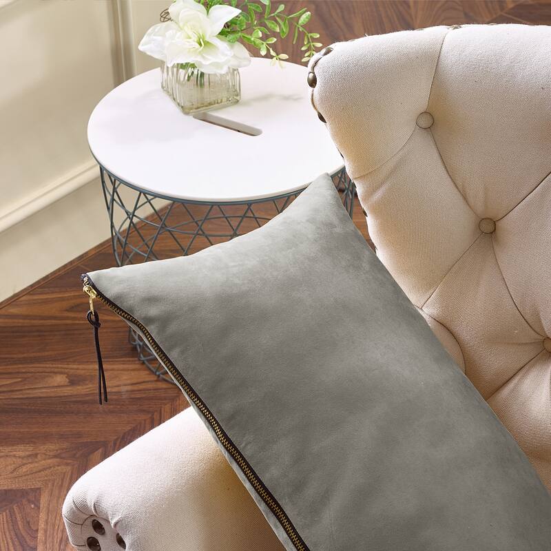 Suede 2 Piece Pillow Shell Set with Big Zipper, NO INSERT