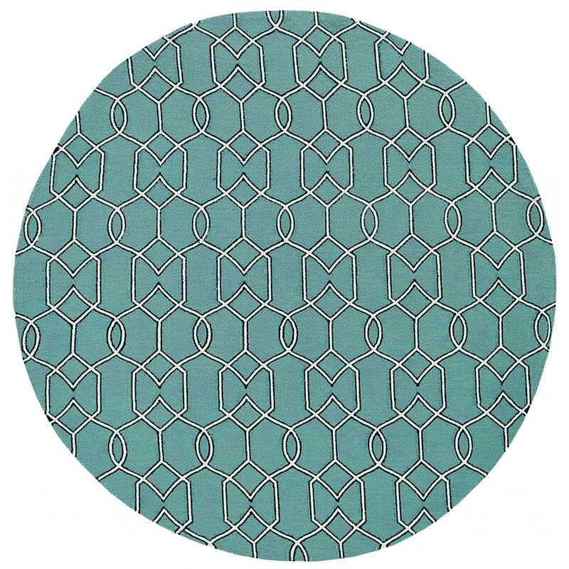 Ralu Abstract Shapes Weather Resistant Refined Traditional Hand-Woven Round Outdoor Rug - 7' Round