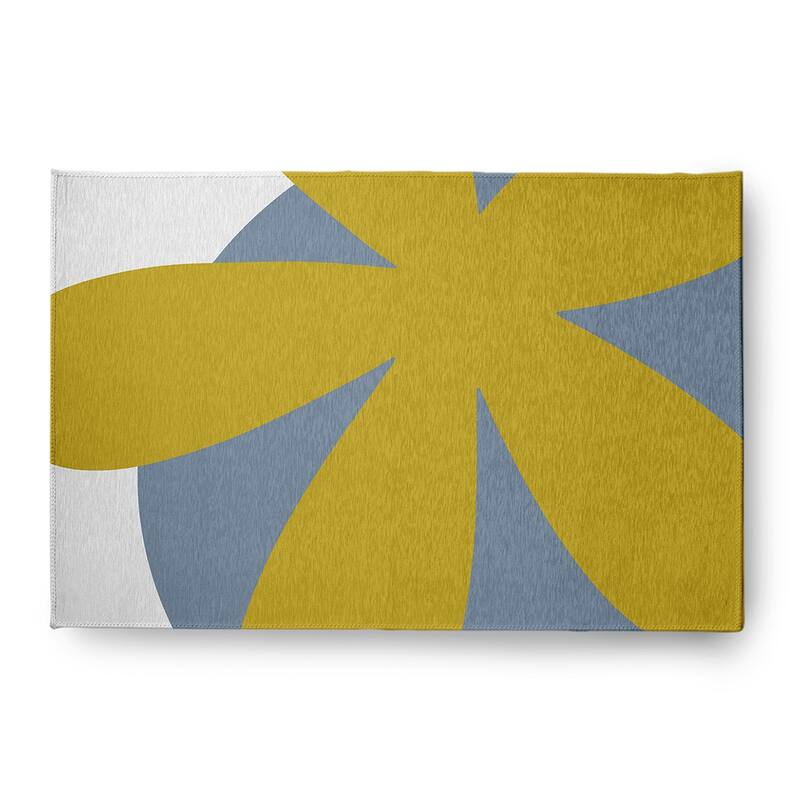 Bold Flower Modern & Contemporary Chenille Area Rug - Mustard Yellow - 4' x 6'