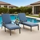 3Piece Outdoor Cast Aluminum Chaise Lounge Chair Set with Side Table