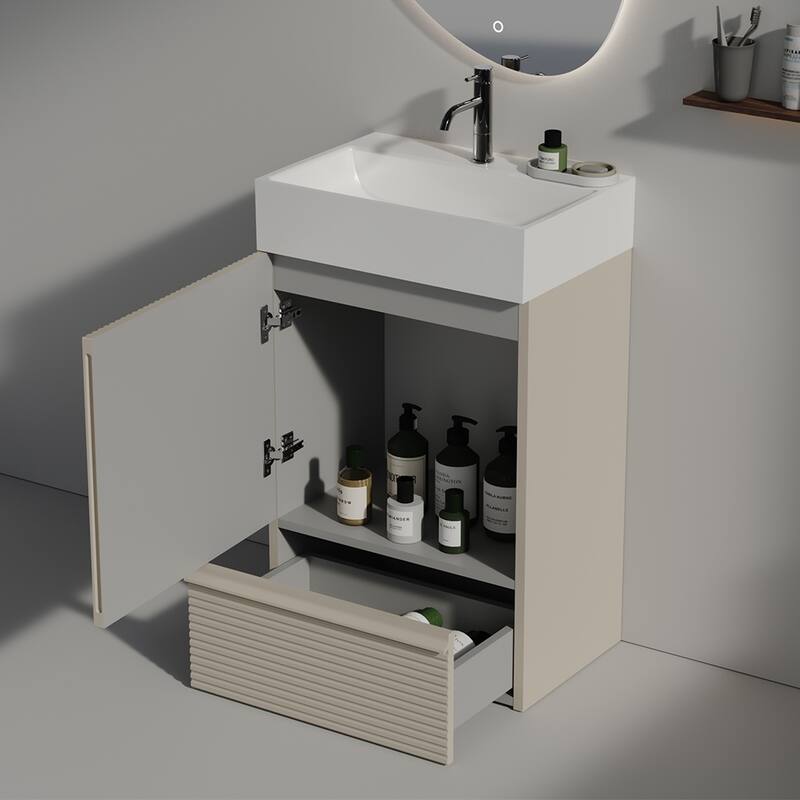 20" Striped Bathroom Vanity with Ceramic Sink