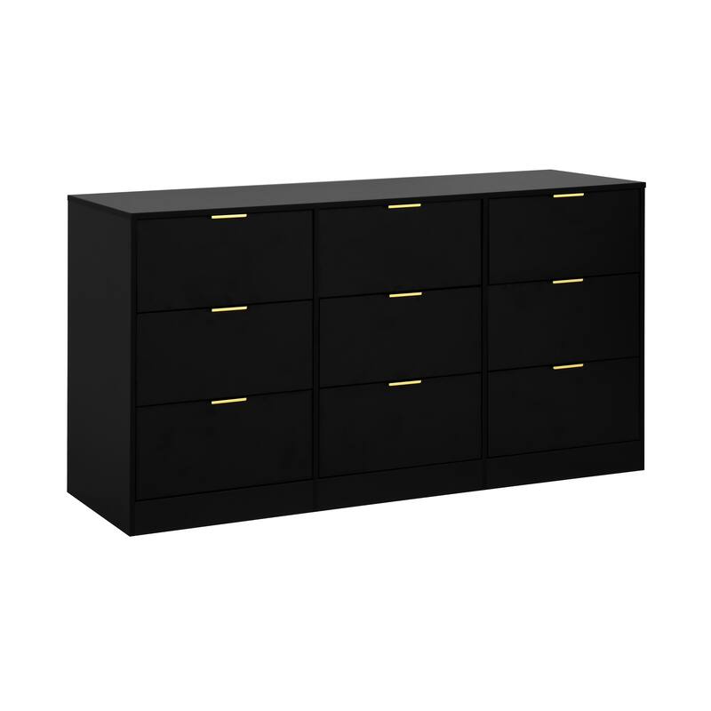 9 Drawer Dresser, 63" Large Deep Chest of Drawers, Wooden Dresser Storage Cabinet with 9 Drawers