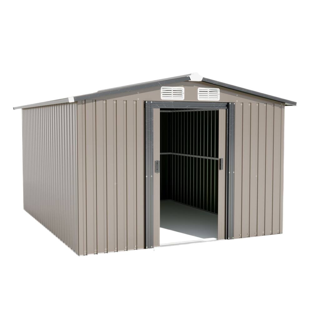 Terrace, Lawn And Garden, Metal Outdoor Storage Shed 10FT X 8FT, Waterproof Tool Shed With Lockable Door