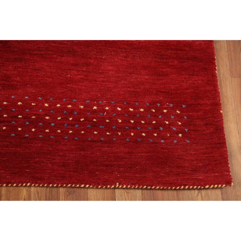 Tribal Red Gabbeh Oriental Area Rug Hand-Knotted Wool Carpet - 5'2"x 7'10"