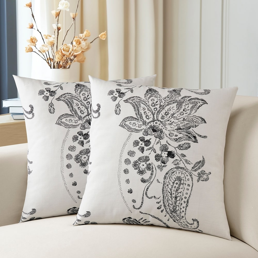 Exclusive Fabrics Printed Cotton Throw Pillow Covers 18 X 18 - Textured Decorative Pillow Covers (Set of 2)