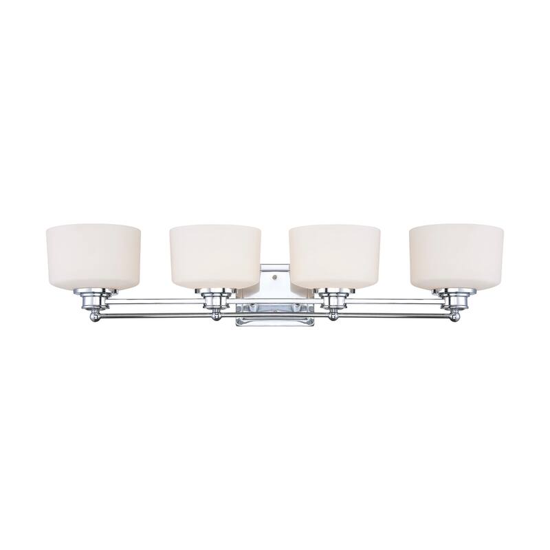 Soho - 4 Light Vanity - Polished Chrome Finish with Satin White Glass - Polished Chrome