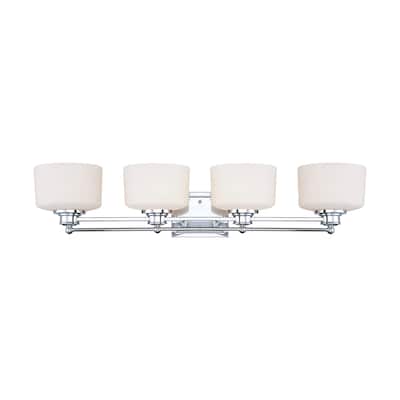 Soho - 4 Light Vanity - Polished Chrome Finish with Satin White Glass