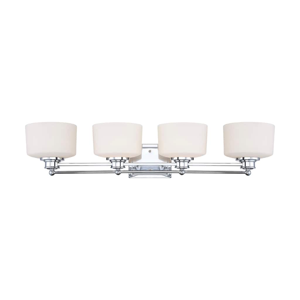 Soho - 4 Light Vanity - Polished Chrome Finish with Satin White Glass