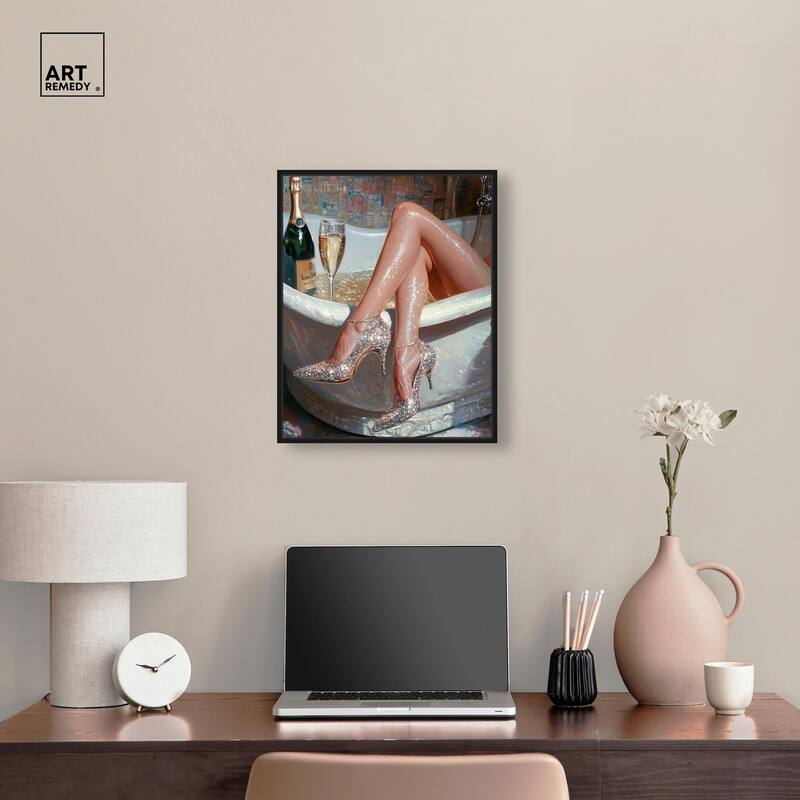 Champagne Bath Party Canvas by Art Remedy