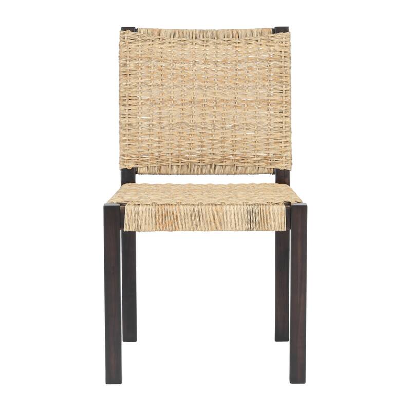 Rattan Back Dining Chairs Set of 2, Farmhouse Armless Side Chairs with Wooden Frame for Indoor, Outdoor