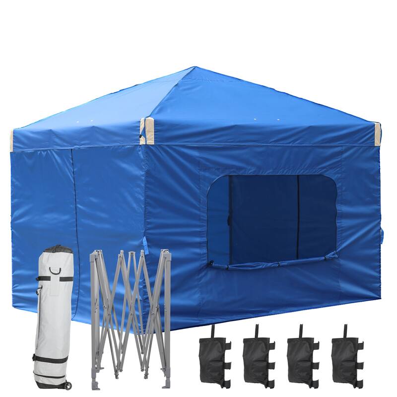 Aoodor 12'x12'Pop Up Canopy Tent with Removable Mesh Window Sidewalls, Portable Instant Shade Canopy with Roller Bag