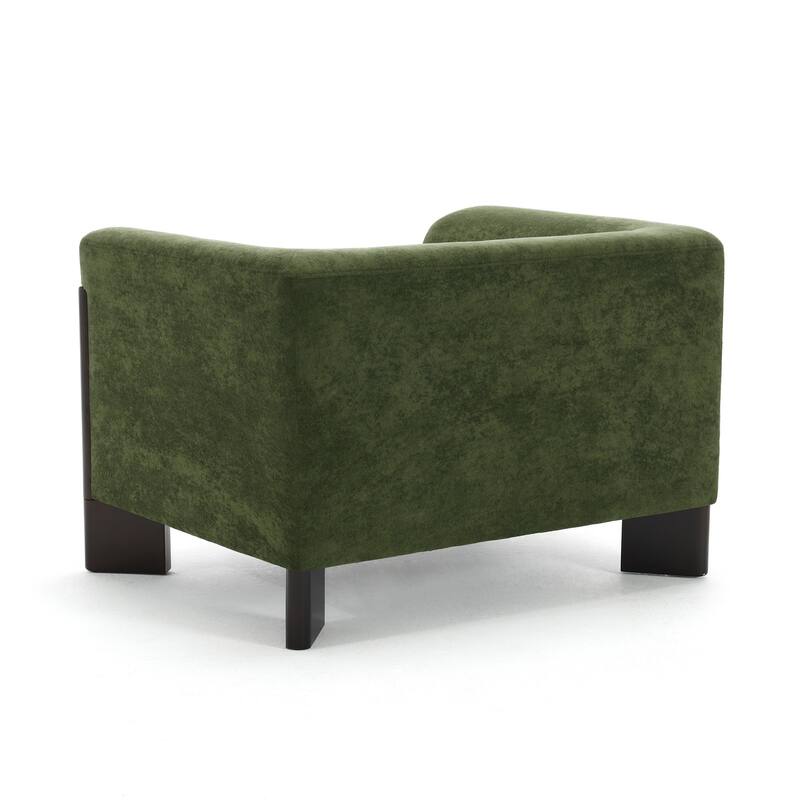 Velvet/ Chenille Nordic Wide Seat Tuxedo Arms Barrel Chair