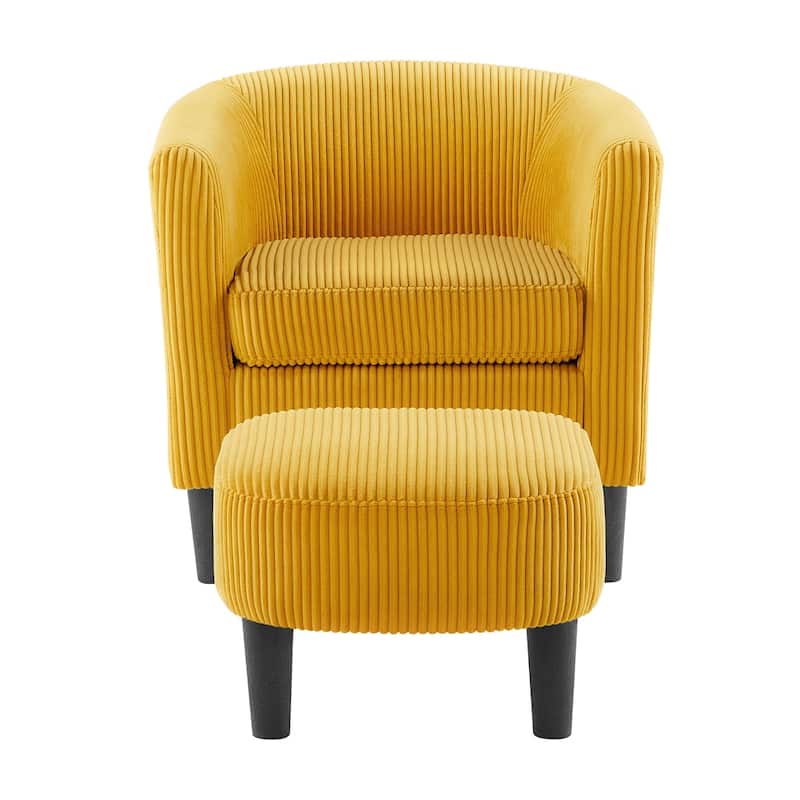 Modern Fabric Upholstered Accent Chair with Ottoman Foot Rest
