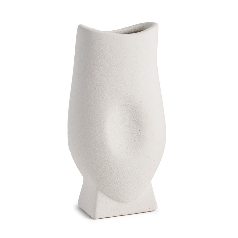 11" White Ceramic Sculptural Table Vase - 5.71