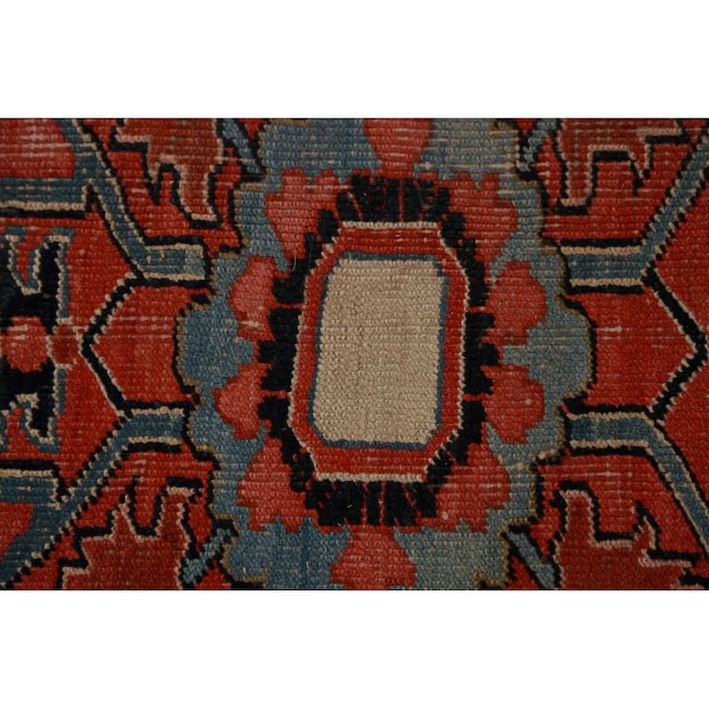 Pre-1900 Antique Vegetable Dye Heriz Serapi Persian Large Wool Carpet - 10'10"x 18'3"