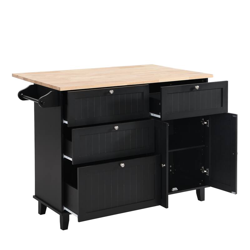 TOPMAX Kitchen Island Set with Drop Leaf and 2 Seatings, Dining Table Set with Adjustable Shelf, Drawers and Towel Rack