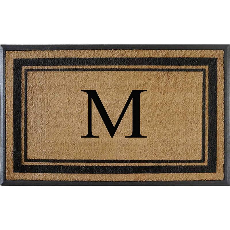 A1HC Markham Border Natural Flocked Rubber Large Doormat 30"x48" - Monogrammed M