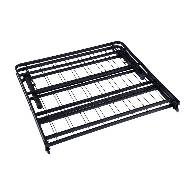 Adel King Size Low Profile Bed Foldable Metal Frame, Black