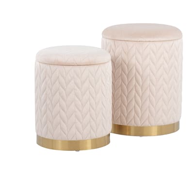 Silver Orchid Corday Quilted Velvet Nesting Ottoman Set