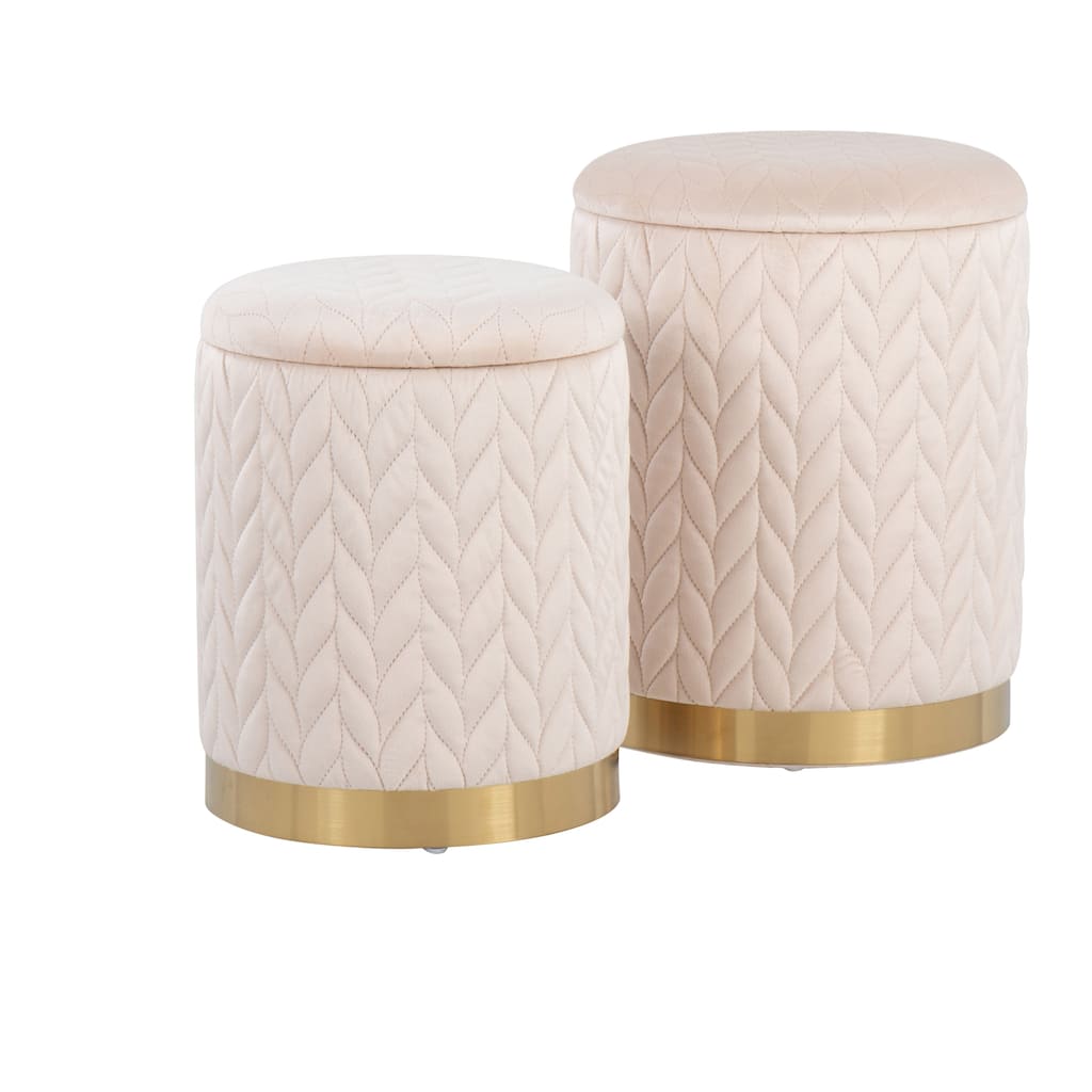 Silver Orchid Corday Quilted Velvet Nesting Ottoman Set