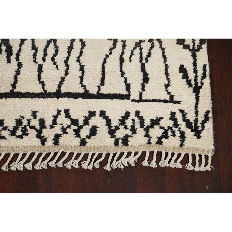 Geometric Moroccan Oriental Area Rug Hand-knotted Wool Carpet - 6'1" x 12'3"