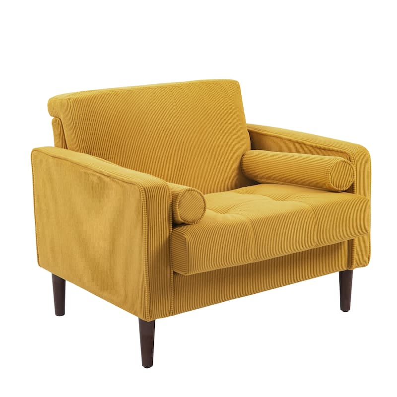 Evalina 34" W Modern Upholstered Corduroy Square Tufted Club Chair