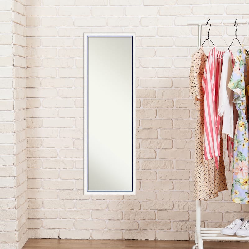 Morgan Non-Beveled Wood Framed Full-Length On the Door Mirror - Glass Size 14x48