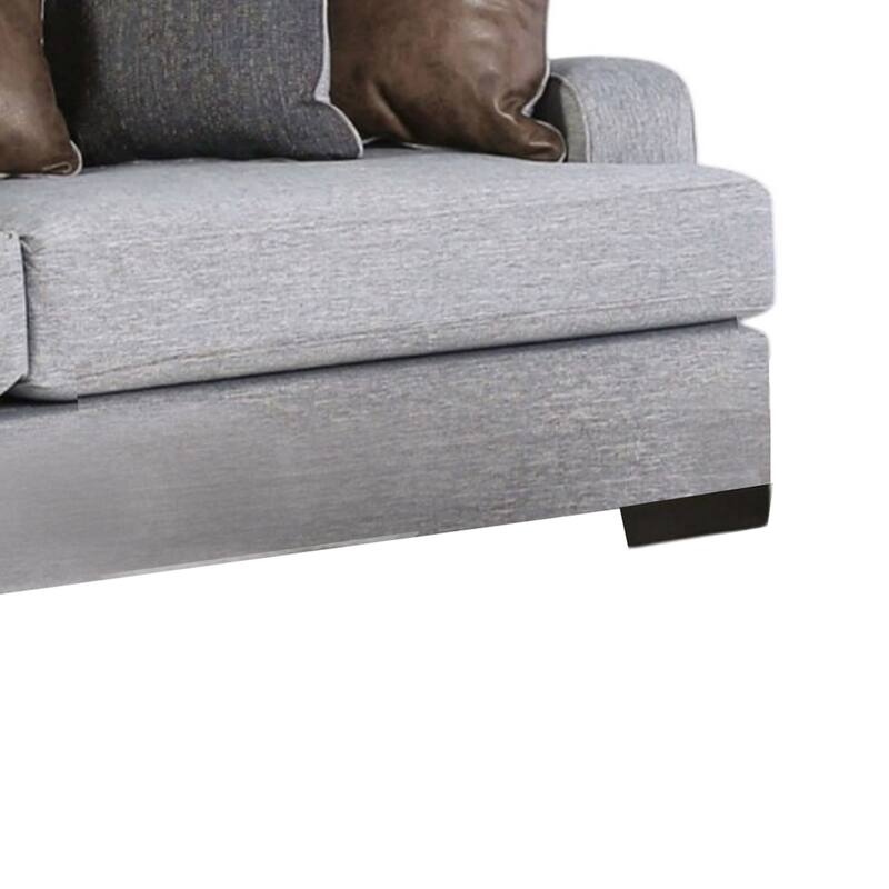 Yeni Sofa, 4 Accent Pillows and 1 Lumbar, 96 Inch Gray, Brown
